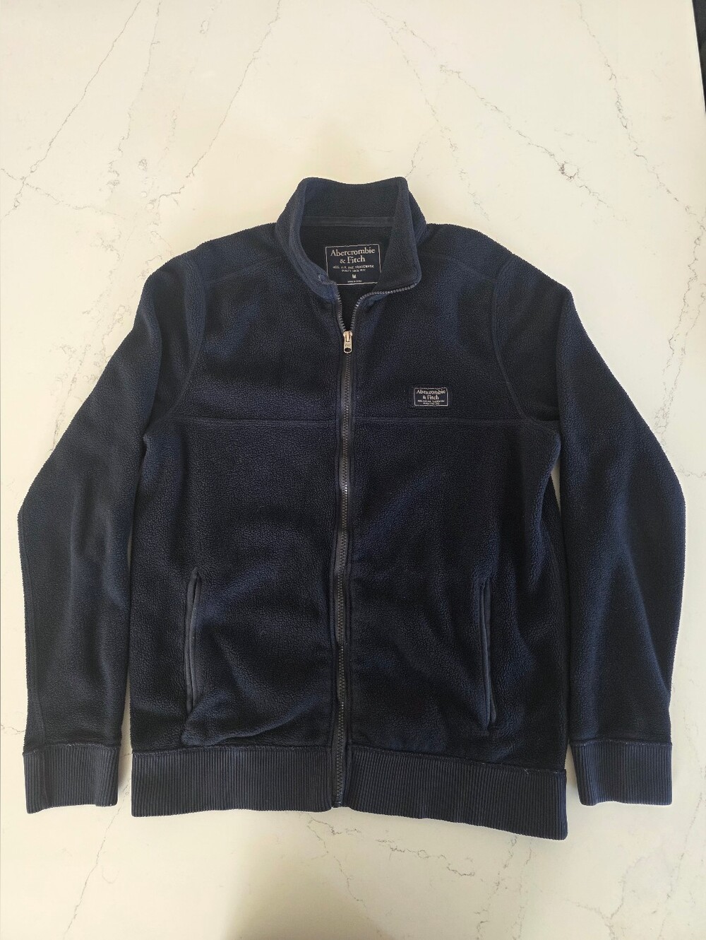 Abercrombie & Fitch Men’s Dark Navy Full-Zip Fleece Jacket